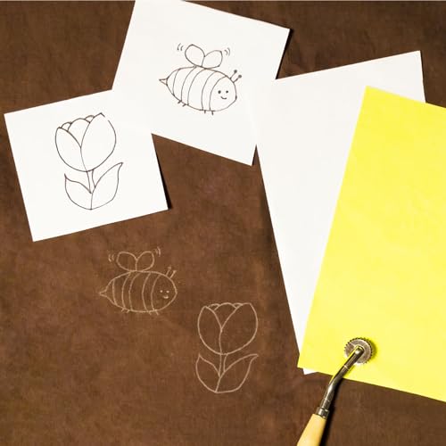 KEARING 32"x22" Fabric Tracing Paper - Yellow & White Pattern Transfer | Large dressmakers carbon paper sheets for sewing and embroidery. Washable water-soluble marking lines for dark & light fabric