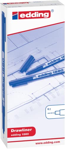 edding 1880 profipen - black - 10 pens - line width 0.25 mm - fineliner pen for precise writing, sketching and technical drawing - fine, metal-encased nib - suitable for use with rulers and stencils - color: 02: 10 Pens - 0.25mm - Black