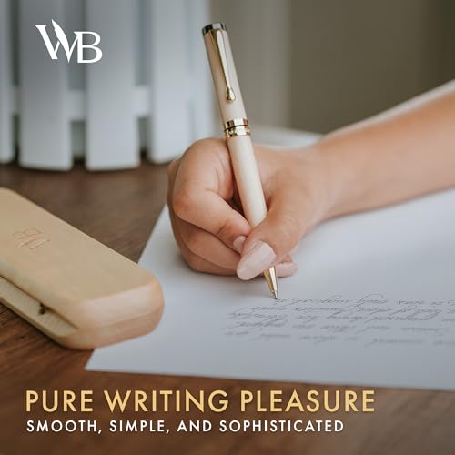 Wordsworth and Black Ballpoint Pen Set - Stunning Luxury Pen Bamboo Maplewood Gold Finish, Refillable, Best Ball Pen for Men & Women, Black Ink Refill, Elegant, Point Pen - color: Maple Wood