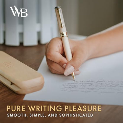 Wordsworth and Black Ballpoint Pen Set - Stunning Luxury Pen Bamboo Maplewood Gold Finish, Refillable, Best Ball Pen for Men & Women, Black Ink Refill, Elegant, Point Pen - color: Maple Wood