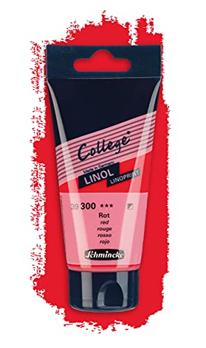 Schmincke - College Linol, artists' lino printing inks, red in 75 ml tube, 39300013, low-odour water-based lino printing ink, lightfast, even print - color: Red, size: 2.54 Fl Oz (Pack of 1)