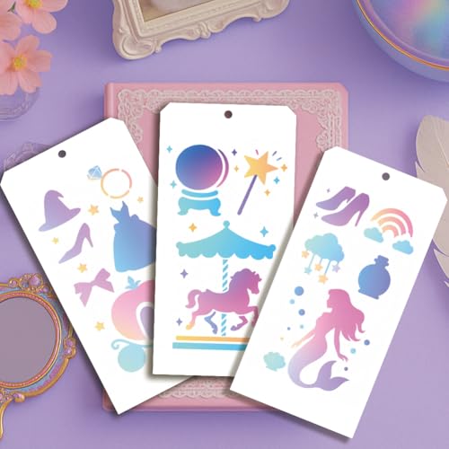 12 Pcs Fantasy Stencils for Painting, 12 Styles Fairy Painting Stencils Reusable Art Drawing Templates for Painting on Wall Wood Home Decor - style: Mystic