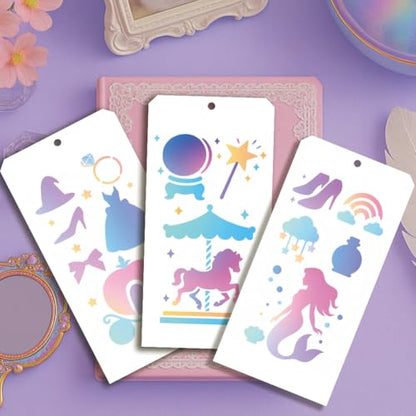 12 Pcs Fantasy Stencils for Painting, 12 Styles Fairy Painting Stencils Reusable Art Drawing Templates for Painting on Wall Wood Home Decor - style: Mystic