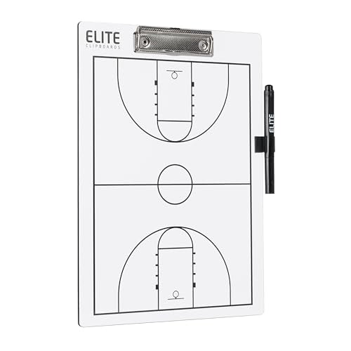 Basketball White Dry Erase Coaches Clipboard | Double-Side Basketball Coaching Whiteboard with Marker