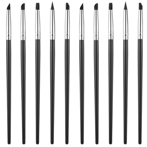 10 Pcs Silicone Brushes for Crafts, Silicone Sculpting Tools Sculpting Brush Flexible Clay Carving Tools for Handicraft Pottery Artwork Shaping Carving DIY- Black
