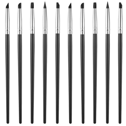 10 Pcs Silicone Brushes for Crafts, Silicone Sculpting Tools Sculpting Brush Flexible Clay Carving Tools for Handicraft Pottery Artwork Shaping Carving DIY- Black
