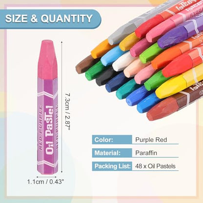 PATIKIL Purple Red Oil Pastels, 48Pcs Soft Oil Crayons Pastels Stick Vibrant and Creamy Art Supplies Bulk for Artists Beginners Art Painting Drawing Blending Graffiti Gallery - color: Purple Red