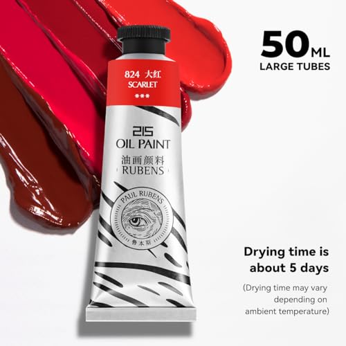 Paul Rubens Oil Paint, 40 Colors*50ml LargeTubes, Professional Oil Based Paint with High Saturation, Creamy Texture, and Consistency,Art Supplies for Artists, Students, Beginners - color: 40 colors*50ml