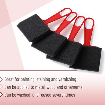 Bates Foam Paint Brushes, 3-Inch, 12 Pack, Red Handle, Sponge Paint Brush, Foam Brushes for Painting & Staining - color: Red Handle