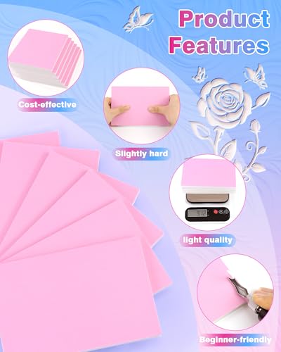FIVEIZERO 6PCS PVC Carving Blocks,4"x6" Linoleum Blocks & Double-Layer Linocut Block for Block Printing,Stamp Making-Printmaking Supplies for DIY Crafts,Art Projects,Speedy Carve Tools - color: Rose Red