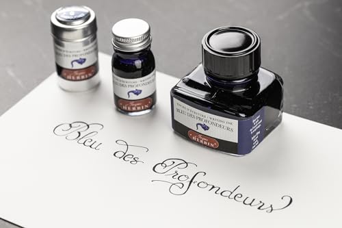 Jacques Herbin 13018T - 30ml Bottle of Ink for Fountain Pens and Rollerball Pens - Bleu des Profondeurs - color: Deep Blue, size: 1 fl oz