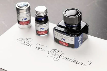 Jacques Herbin 13018T - 30ml Bottle of Ink for Fountain Pens and Rollerball Pens - Bleu des Profondeurs - color: Deep Blue, size: 1 fl oz