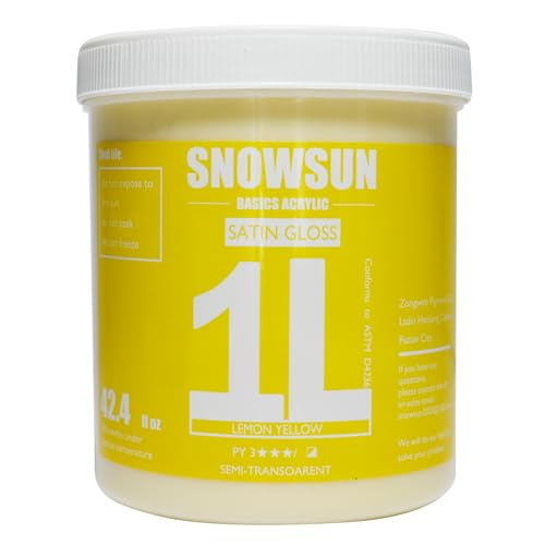 SNOWSUN Lemon Yellow Acrylic Paint, Large Bulk Heavy Body Acrylic Paint ( 1L，About a quarter of a gallon) - Non Toxic Gloss Thick Art Paint for Multi-Surface, Canvas Wood Ceramic and Leather, Stone Craft, for Artists & Beginners - color: lemon-yellow