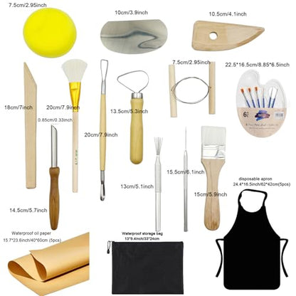 12PCS Pottery Tools Kit for Beginners Clay Sculpting & Ceramic mud Tools Set with Sponge Carving Supplies Cleaning Easy-to-Use Pottery Starter Kit for DIY Craft & Clay Modeling