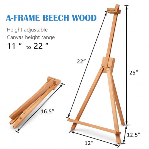 Falling in Art Beechwood 25’’ Tabletop Easel Display Stand Set for Painting- Holding Canvas Up to 22 1/2 Inches High, 4 Pack Artist A-Frame Tripod with Rubber Feet, Portable Photo and Sign Holder - size: 4 Pack