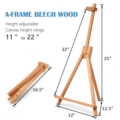 Falling in Art Beechwood 25’’ Tabletop Easel Display Stand Set for Painting- Holding Canvas Up to 22 1/2 Inches High, 4 Pack Artist A-Frame Tripod with Rubber Feet, Portable Photo and Sign Holder - size: 4 Pack