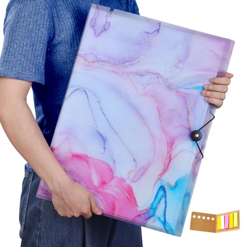 Qunrwe A3 Art Portfolios Case 40 Pages,Marble Blue Diamond Painting Storage Book,Pocket Protector with Index Sticker,11.8 x 16.5 inch Clear Sheet Presentation Portfolio Folder for Artwork,Report,Photo - color: Marble Blue-40 Sleeves