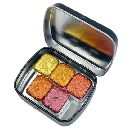 IUILE Handmade Watercolor Paints - Bronze Half Pan Set (5 colors) - color: Bronze