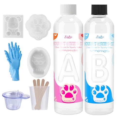 Transparent Liquid Silicone for Taba Squishy Kit - 18oz 1:1 Ratio Mixed Super Soft Silicone Rubber for Squishies Making, Perfect DIY Stress Relief Gift Making Kit for Squishy Maker, Bear, Cat's Paw