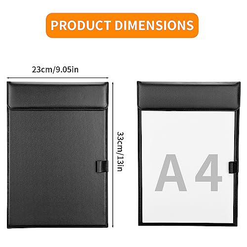 KINGFOM PU Leather Hardboard Office Clipboard, Magnetic Clip A4 Letter Size Clip Boards with Pen Holder for Nurses, Students, Teacher Black - style: 1 × KF-A206-F