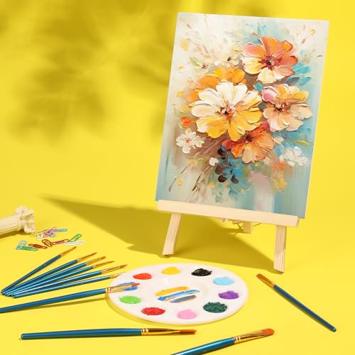 AROIC 156 PCS Professional Painting Set with Easels, 12 Wood Easels,120 Brushes with Nylon Brush Head,12 Drawing Boardart and 12 Palette, Painting Supplies kit for Adults to Painting Party. - style: 30cm-12sets