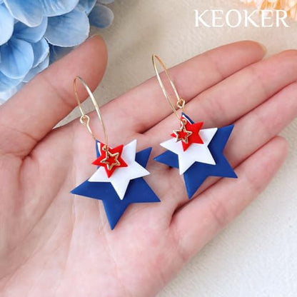 Keoker Stars Clay Cutters - 7 Pcs Fourth of July Polymer Clay Cutters, Independence Day Clay Earring Cutters, 4th of July Clay Cutters, Stars Polymer Clay Cutters (Stars) - color: Stars