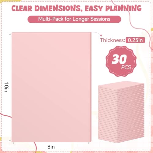 30 Pack 8x10 Inch Rubber Carving BlocksRubber Stamp Carving Blocks Rubber for PrintmakingPrintingDIY Craft ProjectSoft Block Stamp & Easy Carve Surface for Beginners and Professional(Pink)