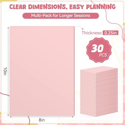 30 Pack 8x10 Inch Rubber Carving BlocksRubber Stamp Carving Blocks Rubber for PrintmakingPrintingDIY Craft ProjectSoft Block Stamp & Easy Carve Surface for Beginners and Professional(Pink)