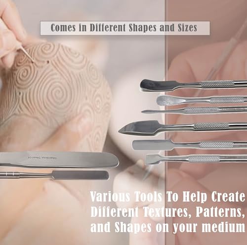 A2ZScilab - Stainless Steel Spatula Wax & Clay Sculpting Tool Carver Set, Carving Pottery Tools - Sculpture Shaper Polymer Modeling Tools for Clay, Pottery, Ceramics Artwork & Holiday Crafts (5PC) - style: 5PC