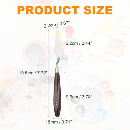 HARFINGTON 2pcs Palette Knife Painting Tool 2.44 x 0.87 Stainless Steel Art Spatula Pallet Knives Scrapers Tools with Beech Wood Handle for Acrylic Oil Canvas Mixing Spreading, Red/Silver - size: 2.44" x 0.87"