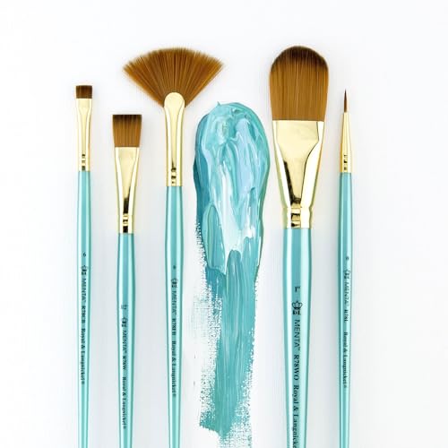 Royal & Langnickel Menta, 5pc Oval Wash Variety Brush Set, Includes - Oval Wash, Wash, Liner, Chisel & Fan Brushes - style: OVAL WASH VARIETY