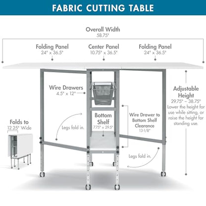 Studio Designs Sew Ready Hobby and Cutting Craft Desk Table with Storage Drawers - color: Silver/White