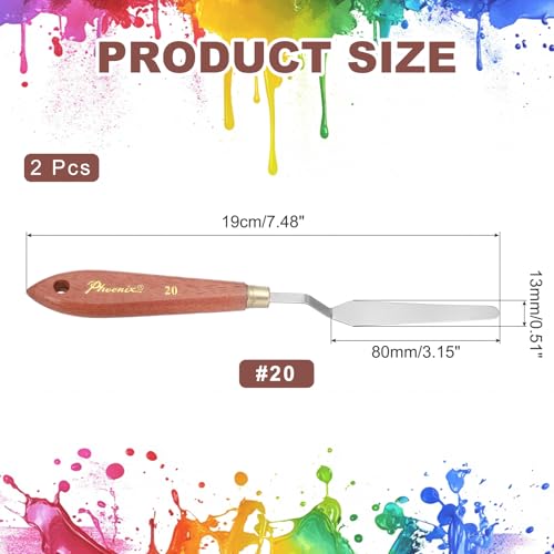 MECCANIXITY Pack of 2 Palette Knife No.20, 7.5" Long with Stainless Steel Flexible Spatula Pallet Knife and Wood Handle for Scraping, Mixing, Oil Acrylic Painting Canvas - style: No.20