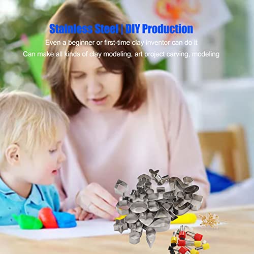 PinzqTrading Polymer Clay Earring Kit with 36 Stainless Steel Shape Cutters, 40 Round Cutters, 60 Earring Findings, DIY Jewelry Making Set for Beginners and Crafters