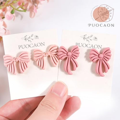 Puocaon Bow Polymer Clay Cutters - 14 Pcs Conquette Cute Clay Cutters for Polymer Earrings Jewelry