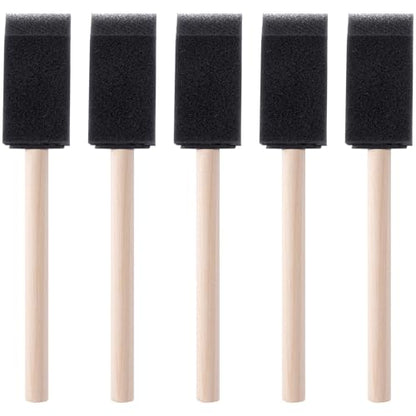 HINZIC 5 Pcs 1 inch Foam Paint Brushes Black Sponge Brushes Wood Handle Foam Brushes for Painting Varnishes DIY Craft Projects - size: 1 inch