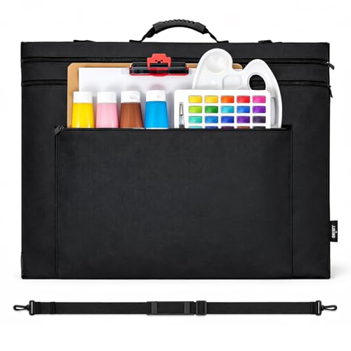 JJRING 23x31 Art Portfolio Tote Bag - Large Carrying Storage Case with Handle & Adjustable Shoulder Strap, Portfolio Folder for Artwork, Posters, Canvas, Drawing Boards - size: 23''*31''