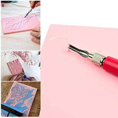 Rubber Block Stamp Carving Block Stamp Making Kit with Cutter Tools, 1 Carving Rubber Stamp for Printmaking, Printing and More - size: 1 Rubber Block + Carving Tool