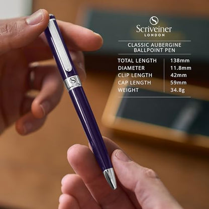 Scriveiner Aubergine Lacquer Ballpoint Pen - Stunning Luxury Pen, Schmidt Black Refill, Best Gift Set for Men & Women, Professional Executive Office, Nice Fancy Designer Pens - color: 9. Aubergine