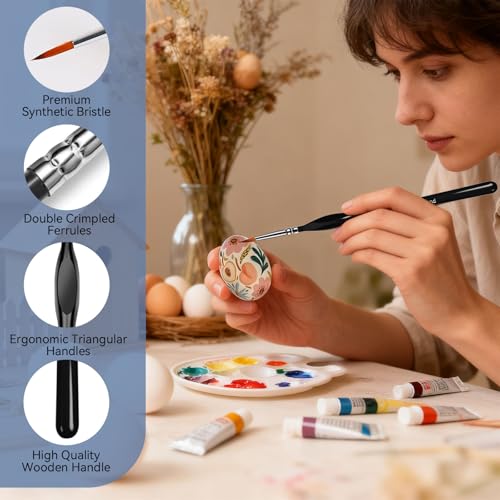 Detailing Paint Brushes 10Pcs Set, Triangular Handles, Paint by Numbers | Miniature Paint Brushes for Acrylic, Model, Watercolor, Art Painting for Figurine, Oil, Face, Paint by Numbers Kit for Adults
