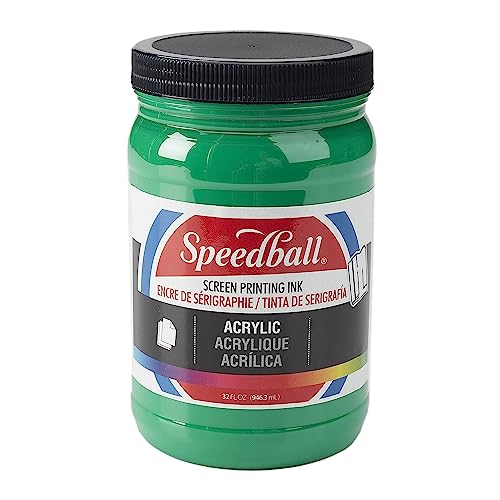 Speedball 004654 Acrylic Screen Printing Ink, 32 fl. oz, Emerald Green - color: Emerald Green
