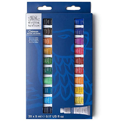 Winsor & Newton Cotman Watercolor Paint Set, 20 Colors, 5ml (0.17-oz) Tubes - style: 20 Tube Set 5ml