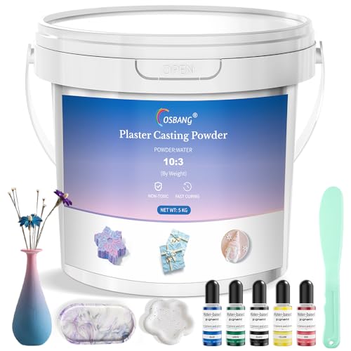 Plaster Casting Powder 5000G/176 OZ, Water Activated Fast Curing Plaster Casting Powder, 20-30 Minutes Demold, Beginners Friendly Casting Powder Kit for Resin Molds, Crafts & DIY Art - size: 5KG/176 OZ