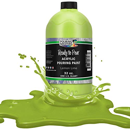 POURING MASTERS Lemon Lime Acrylic Ready to Pour Pouring Paint - Premium 32-Ounce Pre-Mixed Water-Based - for Canvas, Wood, Paper, Crafts, Tile, Rocks and More - color: Lemon Lime, size: 32 Fl Oz (Pack of 1)