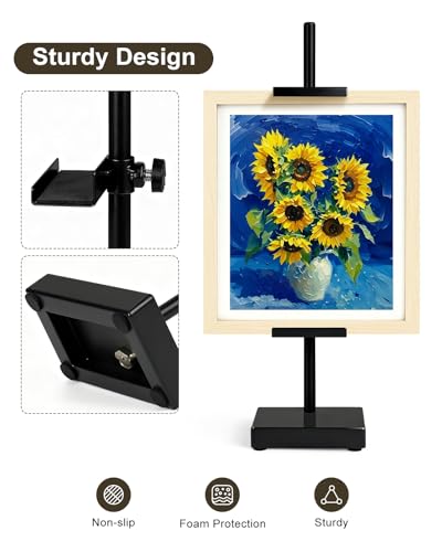 Adjustable Tabletop Easel Stand, Black Picture Easels for Display Up to 17" H, Metal Picture Frame Holder Stand Table for Art, Photo (4 Pack) - color: Black 4Pack