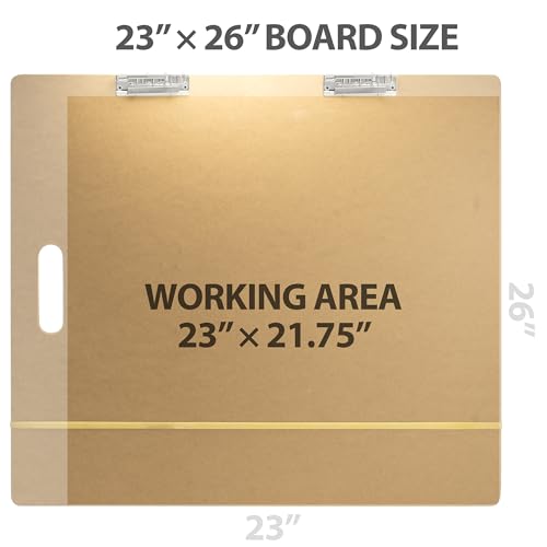 Officemate Artist Sketch Board with Handle, Portable Drawing Board, Tempered Hardboard Surface with Dual Clips & Rubber Band, Art Board for Studio, Classroom & Field Use, 23″ x 26″ (83099) - size: Large