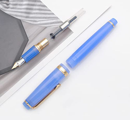 JINHAO 82 Fountain Pen with Gold Clip (F Nib 0.5mm, Azure Blue) - color: Azure Blue