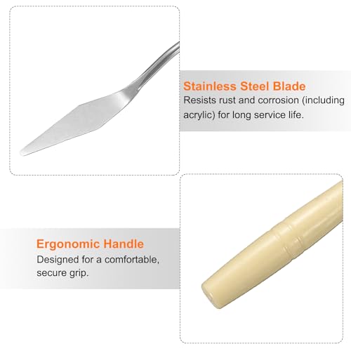 HARFINGTON 8pcs Palette Knife Painting Tool 6.3" Pointed Stainless Steel Blade Plastic Handle Spatula Painting Pallet Knife for Oil Canvas, Beige - color: Beige