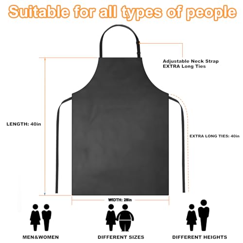 Gotega 4 Pack Waterproof Rubber PVC Apron Adjustable Dishwasher Apron-Women Men Heavy Duty Work Apron for Dishwashing Chemical Lab Butcher Grooming Black - color: Black