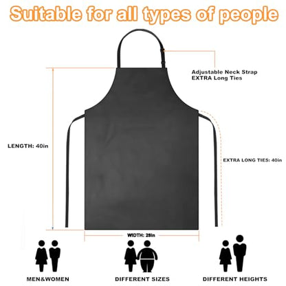 Gotega 4 Pack Waterproof Rubber PVC Apron Adjustable Dishwasher Apron-Women Men Heavy Duty Work Apron for Dishwashing Chemical Lab Butcher Grooming Black - color: Black